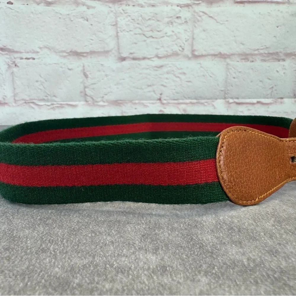 Gucci Vintage Sherry Line Brown Leather Belt Gold Buckle 80/32” - Picture 6 of 11